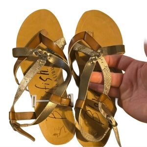 Malibu Brown Sandals with Gold Accents
